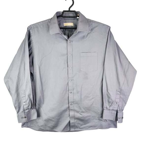 Mens Gray Michael Kors Dress Shirt Long Sleeve Button-Down Size 18 34/35 - Picture 1 of 11